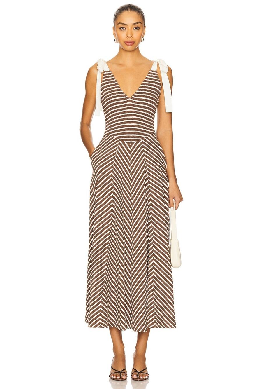 FREE PEOPLE x free-est Cecelia Midi Dress striped brown size Medium